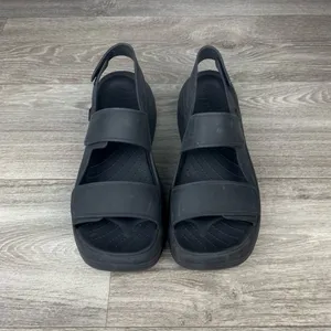 Crocs Skyline Platform Sandals Womens 9W Black Square Toe 360 Degree Comfort thumbnail 4