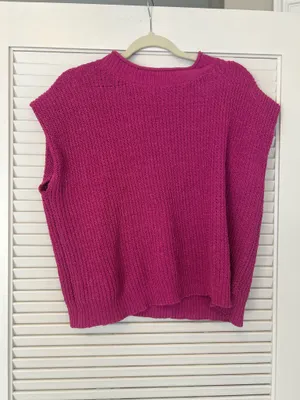 Fuchsia Knit Sweater Vest Pink thumbnail 3