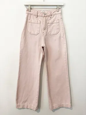 Rollas Sailor Jean Size 24 Pink High Waisted Wide Leg Patch Pocket Pants Retro‎ thumbnail 3