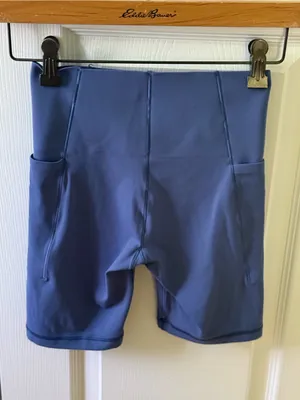 Aerie Offline Real Me XTRA Hold Up! Pocket Bike Shorts in Marbled Blue thumbnail 3