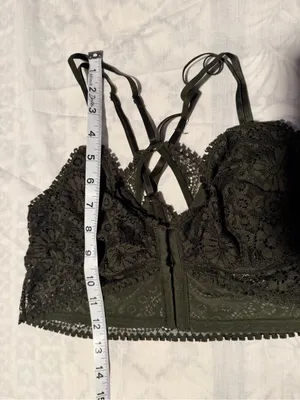 aerie joy Olive Lace Front-Closure Bralette size L NON PADDED. thumbnail 9