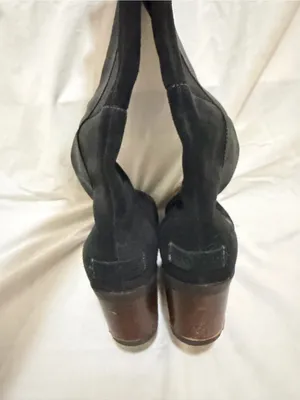 SOREL Cate Tall Boots Black Waterproof Leather & Suede Block Heel Size 7.5 thumbnail 6
