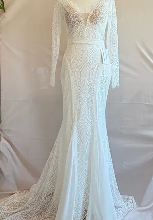 Ivory Long-Sleeve Lace Mermaid Wedding Gown thumbnail 1
