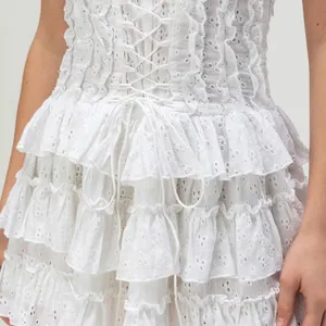 NWT Amy Jane London Iris Womens Eyelet Mini Dress - White Cotton S thumbnail 2