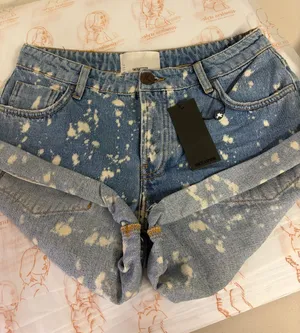 New One Teaspoon Sz 26 Bandits Blue Low Rise Cuffed Denim Beach Jean shorts thumbnail 1