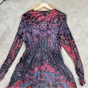 Free People Women’s Giselle Velvet Jumpsuit V-Neck Wide Leg Fairy Dark Combo L thumbnail 9