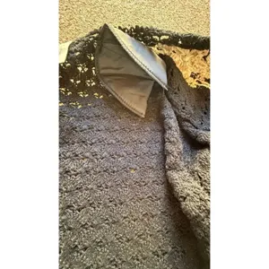 Vintage AGW Division of Graff Black Open Knit Cardigan XL Floral Embroidered thumbnail 8