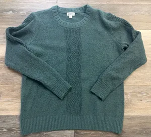 Market And Spruce Green Cable Knit Sweater XL Cozy Fall Cottagecore Classic thumbnail 1