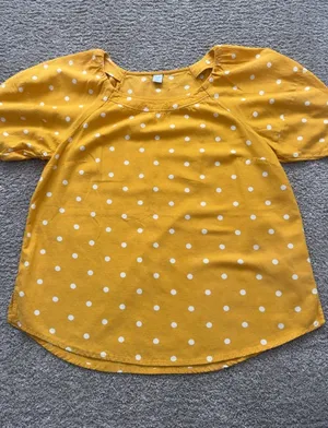 Yellow Old Navy Polka Dot Blouse  thumbnail 1