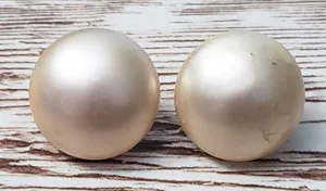 Vintage Trifari Clip On Earrings - Cream Faux Pearl - Some Surface Marks thumbnail 1