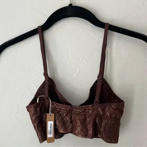 - Nwt Skims (B17) Logo Foil Mesh Skimpy Triangle Bralette In Coffee Xs thumbnail 2