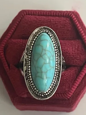 Boho/Vintage Bohemian Design Faux Turquoise Statement Ring Size 7 NWT thumbnail 1