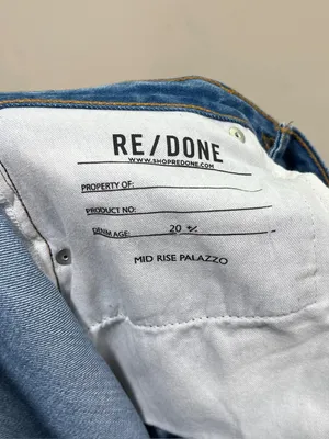 RE/DONE Mid-Rise Wide Leg Jeans in a light wash with raw, distressed hems SZ 23 thumbnail 8