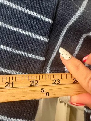 Joseph Navy Striped Crewneck Sweater with Pink Floral Appliqués thumbnail 6