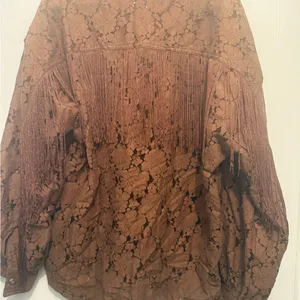 Shyanne Chocolate Lace Button-Down fringe shacket thumbnail 5