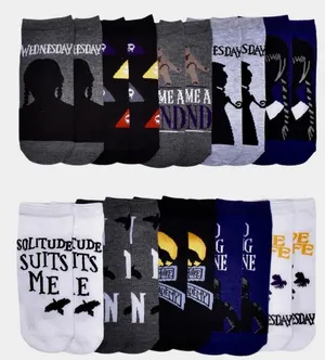 Wednesday Addams Socks Womens 10 Pack Low Cut Shoe Size 4-10 NWT MGM Netflix New thumbnail 1