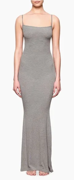SKIMS HEATHER SOFT LOUNGE’ RIBBED STRETCH LONG SLIP DRESS WOMENS SIZE X-Small thumbnail 1