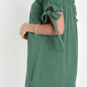 Lulu's Al Fresco Evenings Forest Green Off-the-Shoulder Dress Size M thumbnail 2