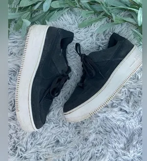 Nike Womens Air Force 1 Sage Night Black Suede Chunky Platform Sneakers thumbnail 2