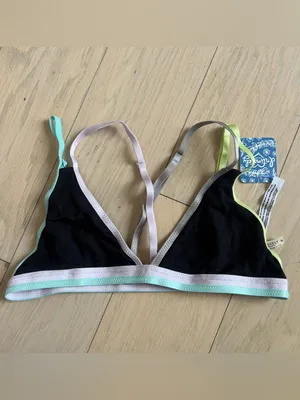 Free People Finn Strappy Back Bra Bralette in Black NWT thumbnail 3
