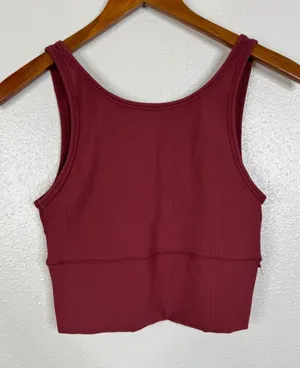 Lululemon Pivot Tank Reversible Ribbed Crop Top Red Burgundy Womens thumbnail 1