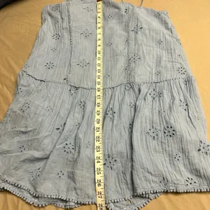 Aerie Eyelet Floral Mini Babydoll Cotton Dress Powder Blue size M thumbnail 8