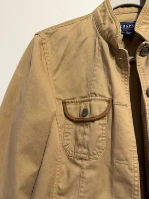 Chaps Denim Women’s Tan Utility Jacket 100% Cotton  Size Medium thumbnail 3