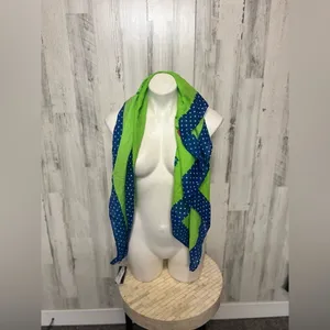 Hollister Floral Polka Dot Scarf Bandana Wrap – Green Blue Pink – One Size – NWT thumbnail 4