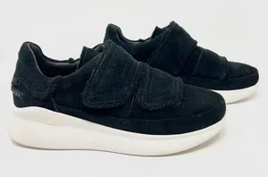 UGG Ashby Spill Seam Trainer Black Suede Laceless Chunky Platform Sneakers 9 thumbnail 1