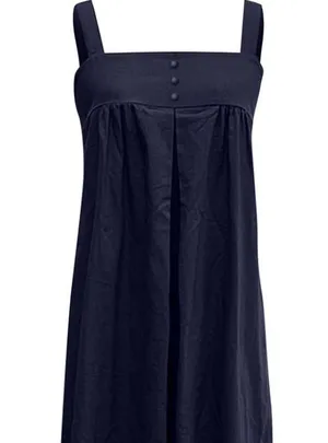 NEW Oversized Cotton Sleeveless Cotton Jumpsuit Adjustable Straps M Navy Blue thumbnail 3
