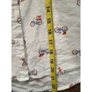 Linen button up short sleeve bicycle with flowers white size med thumbnail 3