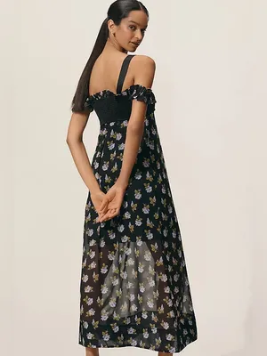 NWT Anthropologie Maeve Floral Square Neck Midi Dress M thumbnail 3