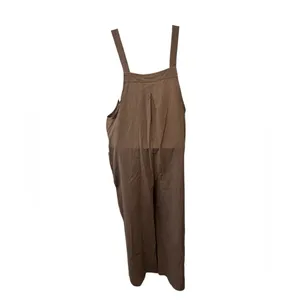 Boutique Cotton Baggy Relaxed Overall Brown Sz S Pockets Button Strap Wide Leg thumbnail 6