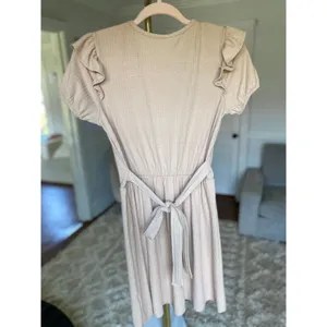 Urban Rose Knit Mini Dress Cottagecore Ruffle Sleeve Summer Wedding Event Ribbed thumbnail 3