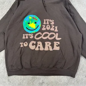 Lonely Ghost Women’s Sweatshirt Hoodie Pullover It’s Cool To Care 2021 Brown XXL thumbnail 5