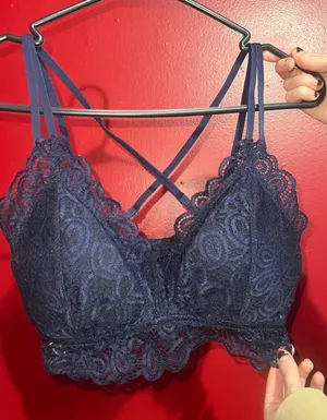 navy blue lace bralette Size L thumbnail 1