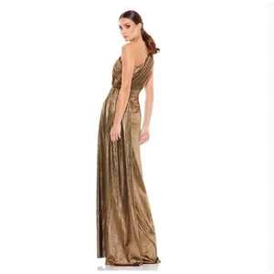 Mac Duggal 26537 Womens Draped One Shoulder Grecian Metallic Gown Dress thumbnail 6