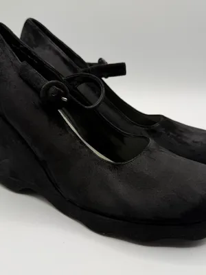 Vintage MIA Betty Y2K Mary Jane Platform Wedge Heels Black Leather 8.5 thumbnail 2