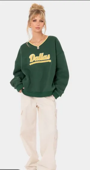 edikted green oversized sweatshirt dallas green Small thumbnail 1
