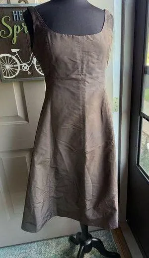 Vintage Y2K J. Crew brown silk holiday sleeveless dress, size 12 thumbnail 1