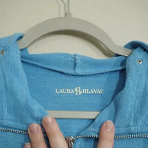 Laura Hlavac Size Small Blue Zip Up Hoodie Longline Jacket Sweatshirt‎ Cardigan thumbnail 6
