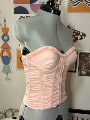 White Fox Don’t Judge Me Strapless Bustier Top Baby Pink XS NWT thumbnail 4