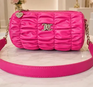 Juicy Couture Pink Flash Ruched Barrel Shoulder Bag Chain Strap NWT thumbnail 1