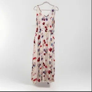 NEW Lucky Brand Floral Maxi Dress LARGE beige blue purple Sleeveless Boho chic thumbnail 2