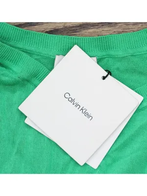 NWT Calvin Klein Fine Gauge Lightweight Short-Sleeve Sweater Blossom Green M thumbnail 9