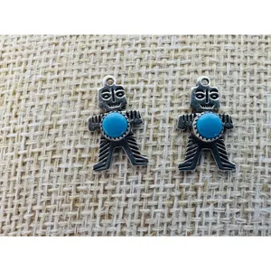 JP Sterling Silver Turquoise Pierced Earrings‎ Pendant Charm Southwestern Tribal thumbnail 9