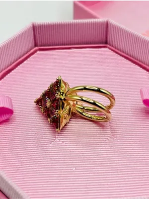 Swarovski Crystal Triangle Ring in Pink Gift Box thumbnail 4
