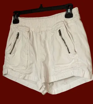 aerie White Elastic-Waist Bermuda Shorts with Zip Pockets thumbnail 1