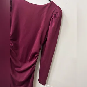 Susana Monaco Elegant Burgundy Ruched Dress thumbnail 5