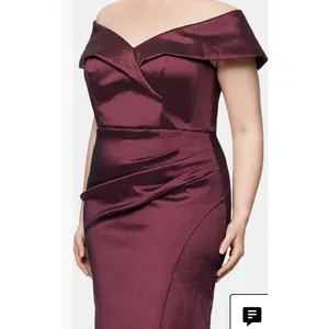 Xscape Andie Off the Shoulder‎ Ruffle Taffeta Gown Size 20W Wine thumbnail 3